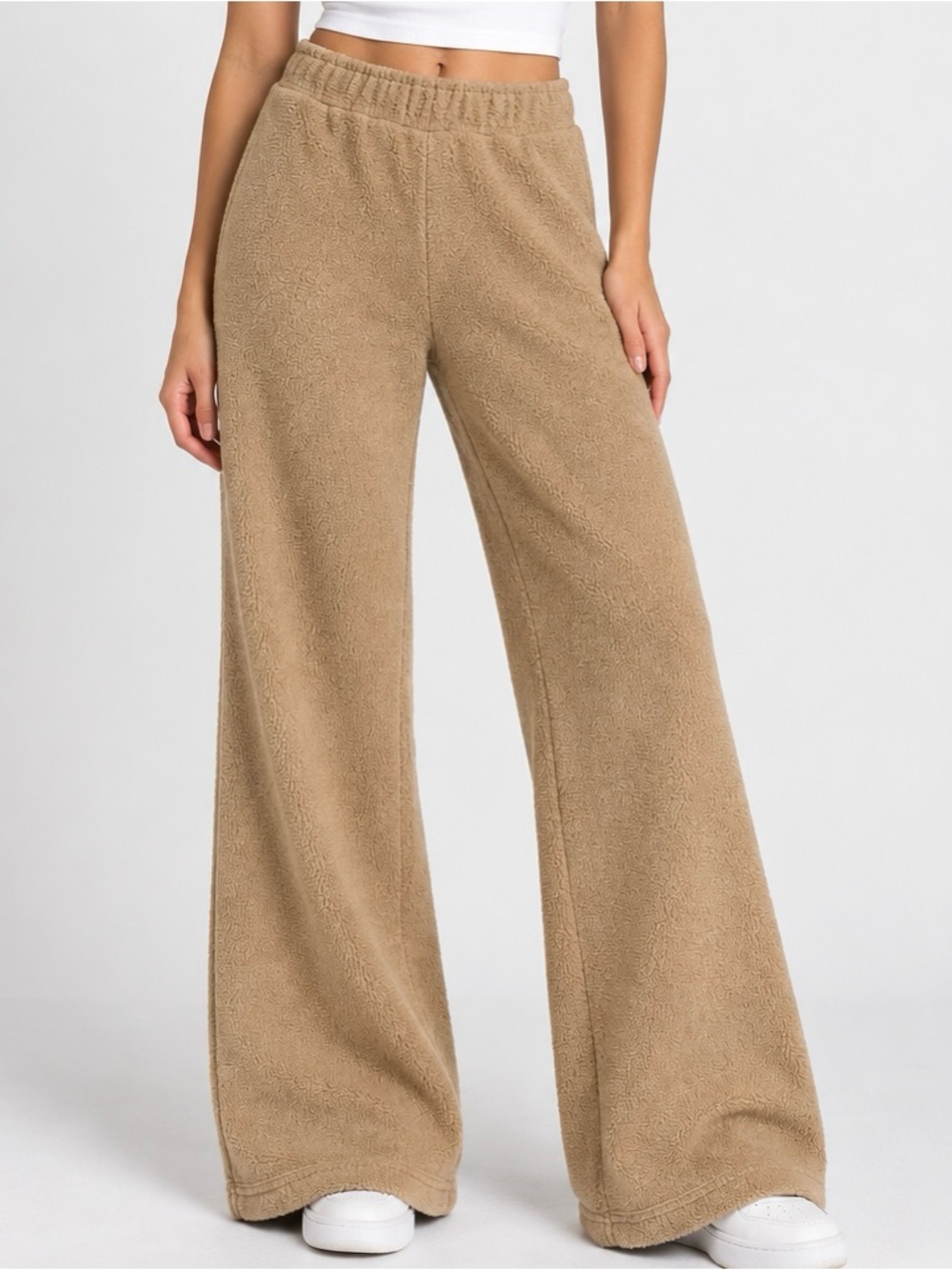 Baby Phat Tan Wide Leg Fleece Lounge Pants Sweatpants Junior’s Size 5 small